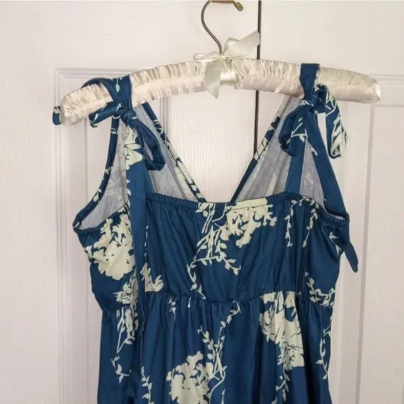 🌊HP🌊 Floral Print Tie Shoulder Ruffle Hem Cami Dress Medium - Picture 10 of 10